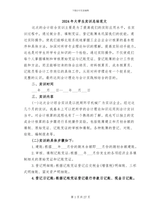 2024年大学生实训总结范文