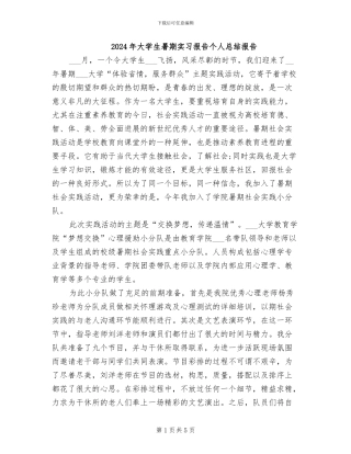 2024年大学生暑期实习报告个人总结报告