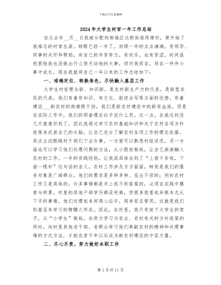 2024年大学生村官一年工作总结