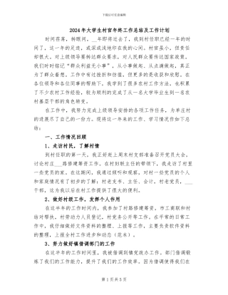 2024年大学生村官年终工作总结及工作计划