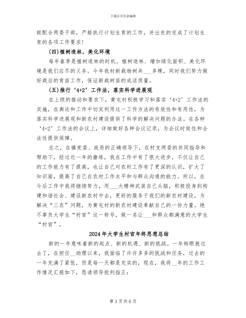 2024年大学生村官年终工作总结范本_第3页
