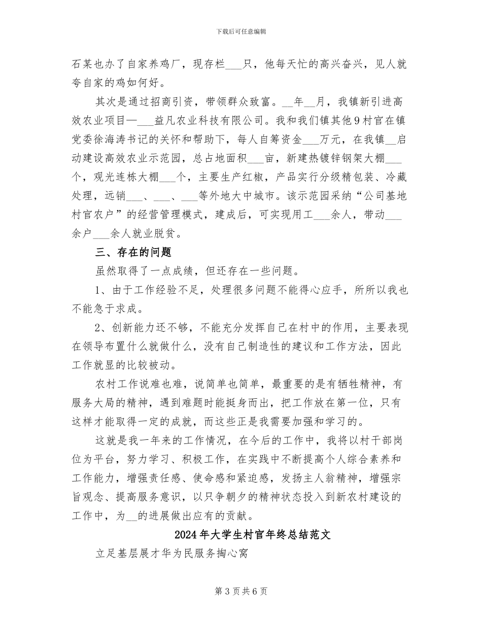 2024年大学生村官年终总结报告_第3页