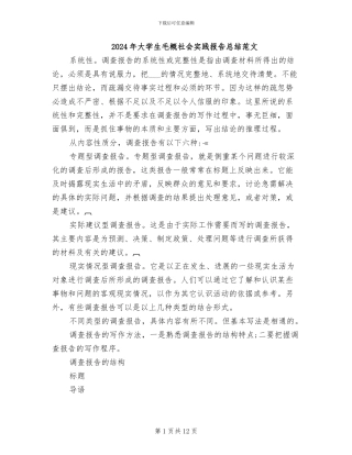 2024年大学生毛概社会实践报告总结范文