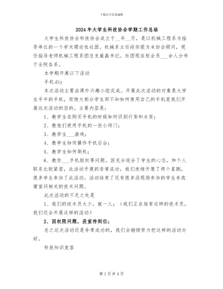 2024年大学生科技协会学期工作总结