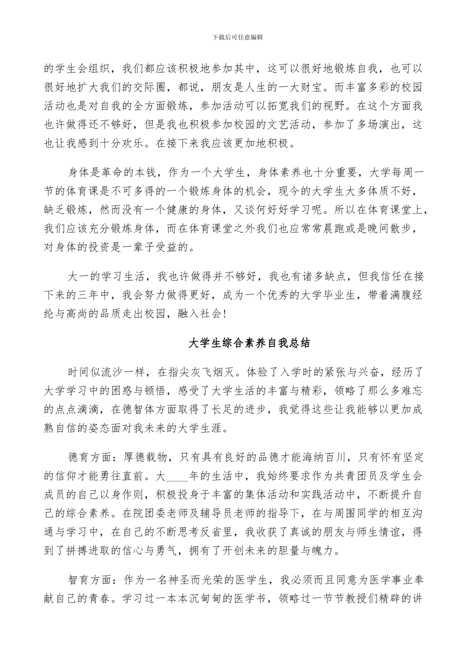 2024年大学生综合素质自我总结_第3页