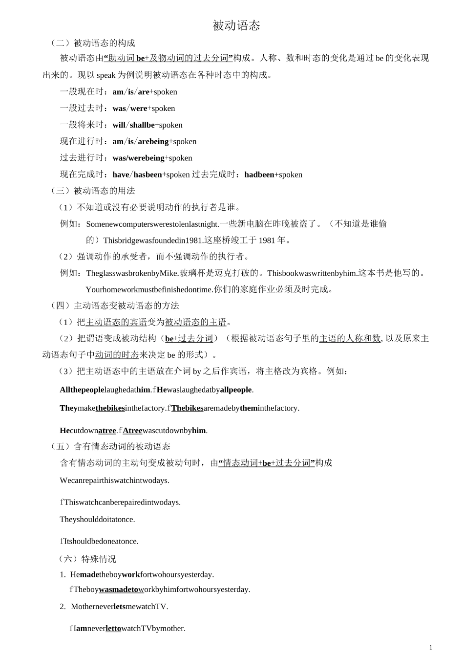 初中英语被动语态讲解_练习_第1页