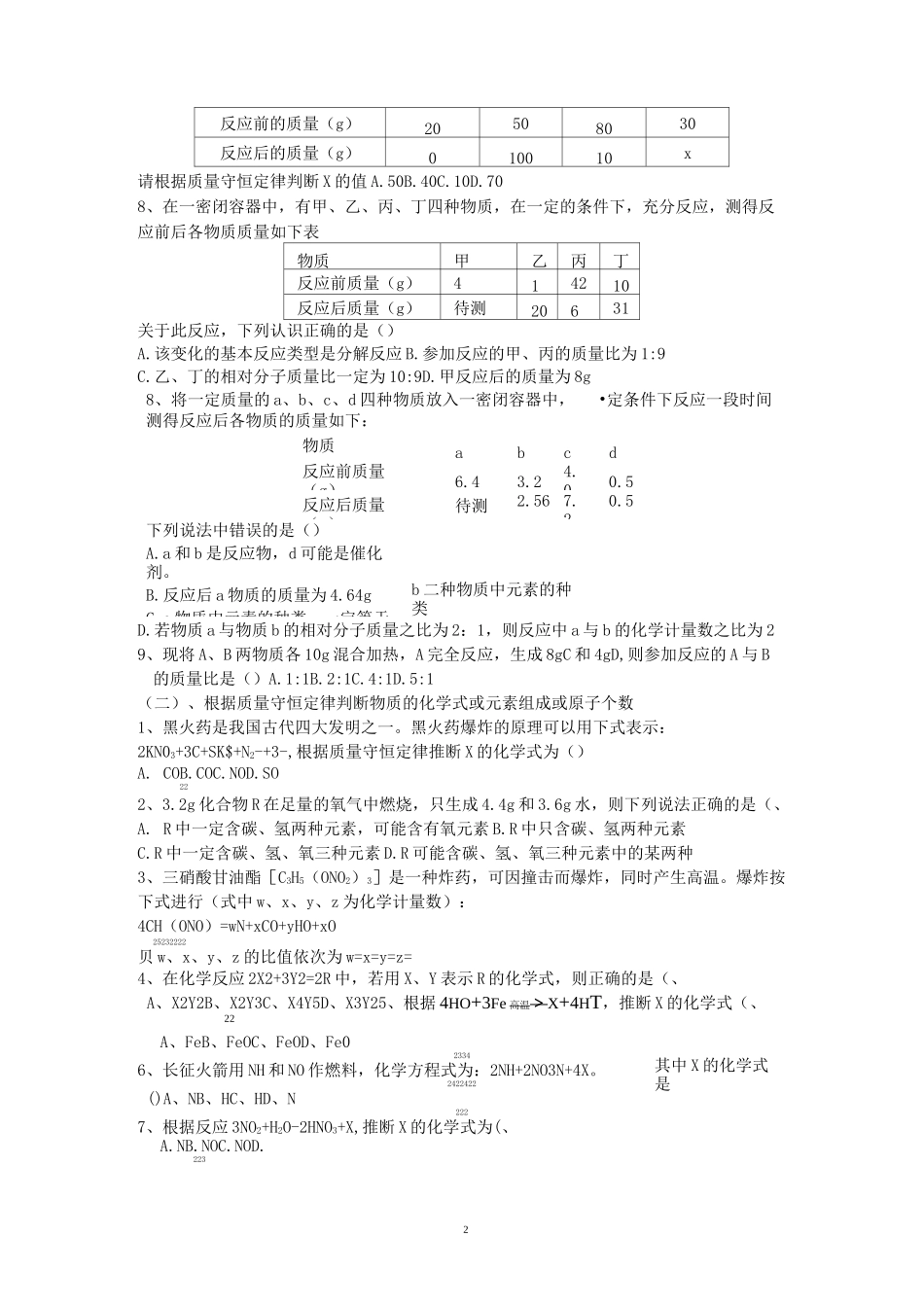 质量守恒定律的习题_第2页