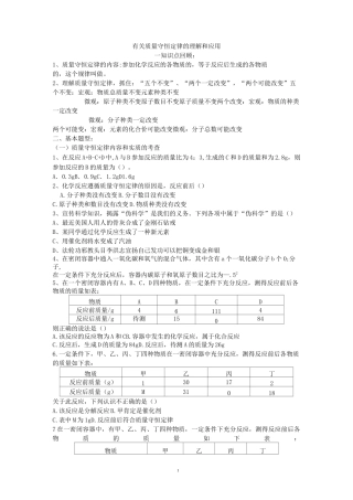 质量守恒定律的习题