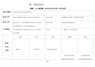 小班秋学期周计划