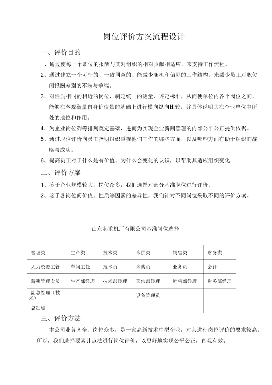 岗位评价方案流程设计(内含表格)_第1页