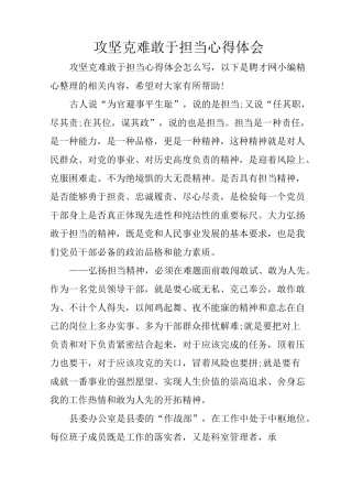 攻坚克难敢于担当心得体会