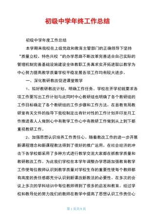 初级中学年终工作总结