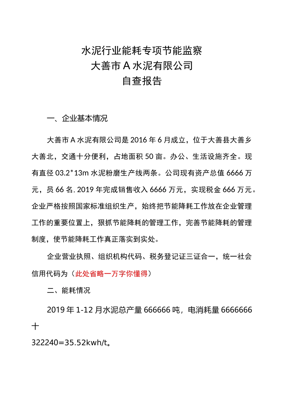 水泥行业能耗专项节能监察水泥公司自查报告整改报告_第2页
