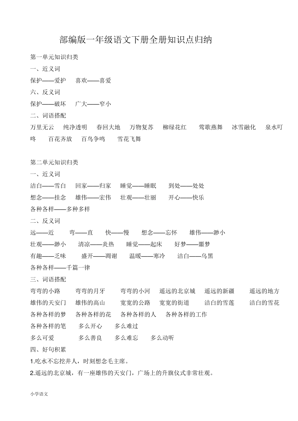 一年级语文下册知识点全归纳_第1页