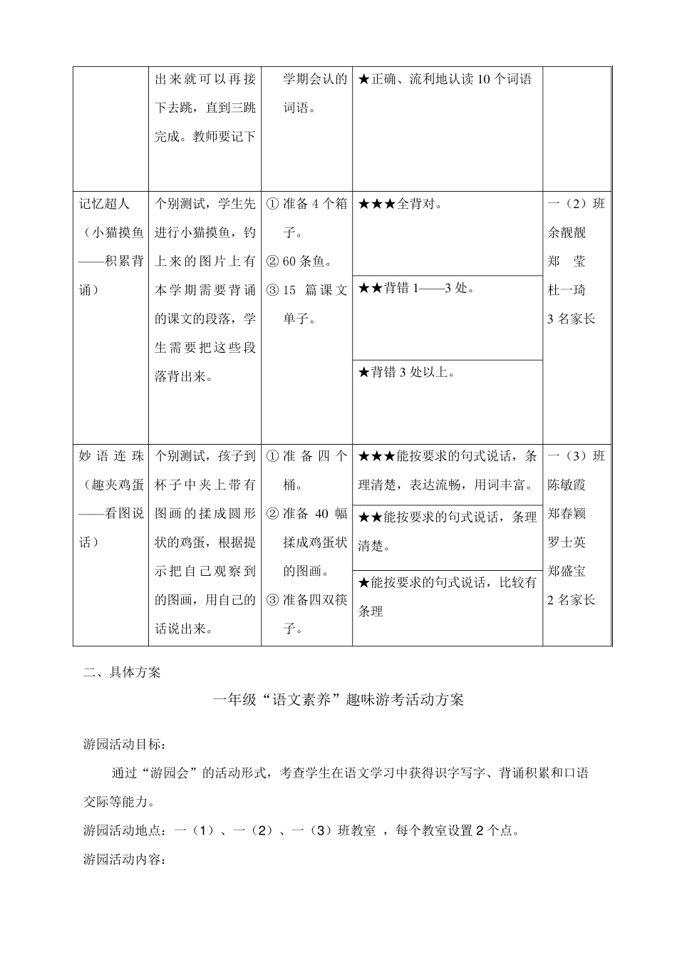 一年级语文期末趣味游考活动方案_第2页