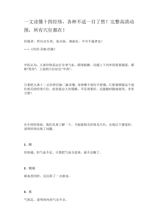一文读懂十四经络,各种不适一目了然!完整高清动图,所有穴位都在!