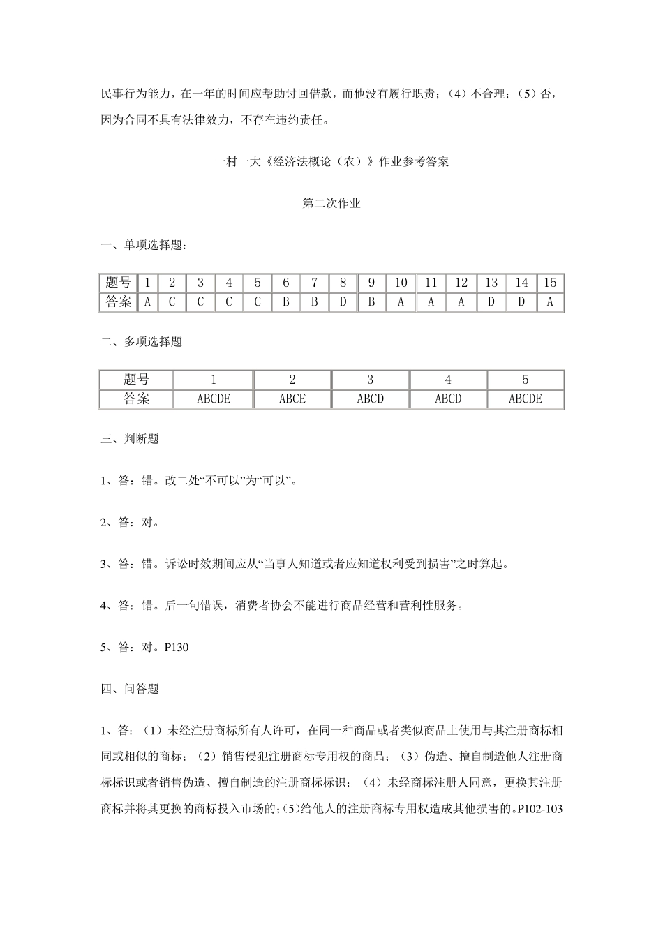 一村一大《经济法概论(农)》作业参考答案_第3页
