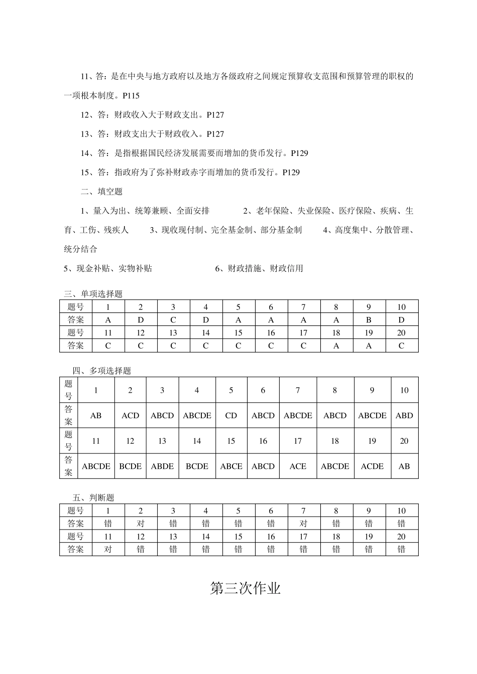 一村一大《财政与金融》课程形成性考核册参考答案_第3页