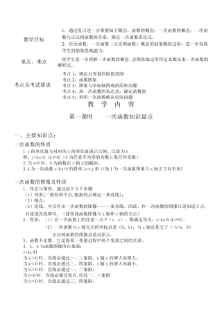一次函数一对一辅导讲义