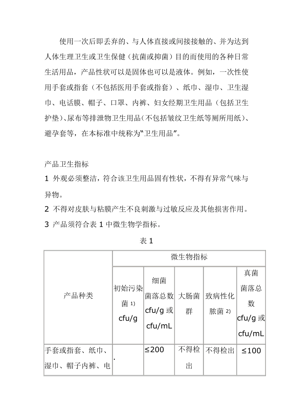 一次性使用卫生用品卫生标准GB159792002_第2页