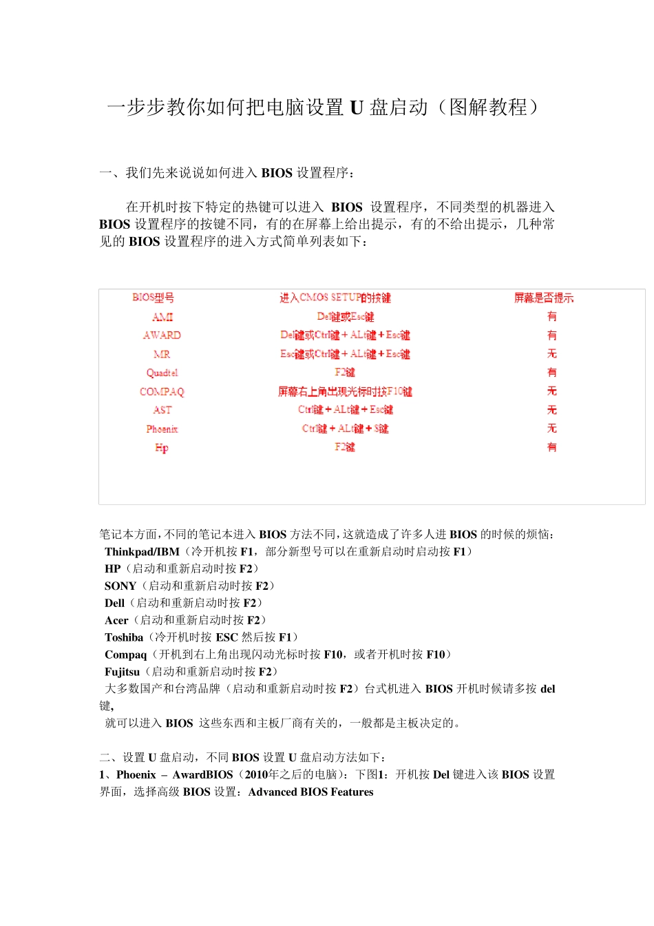 一步步教你如何把电脑设置U盘启动(图解教程)_第1页