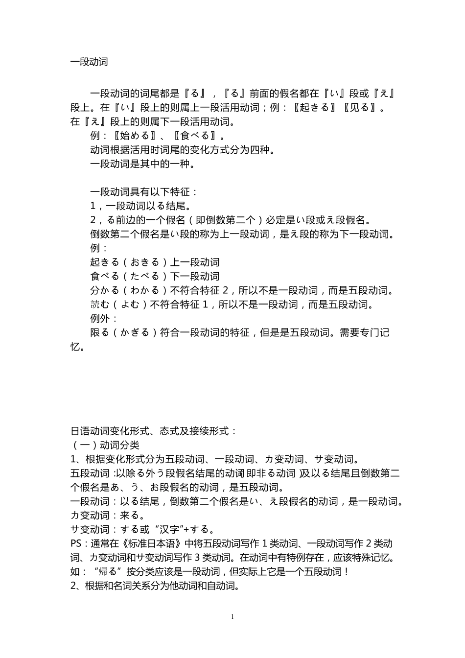 一段动词和五段动词_第1页