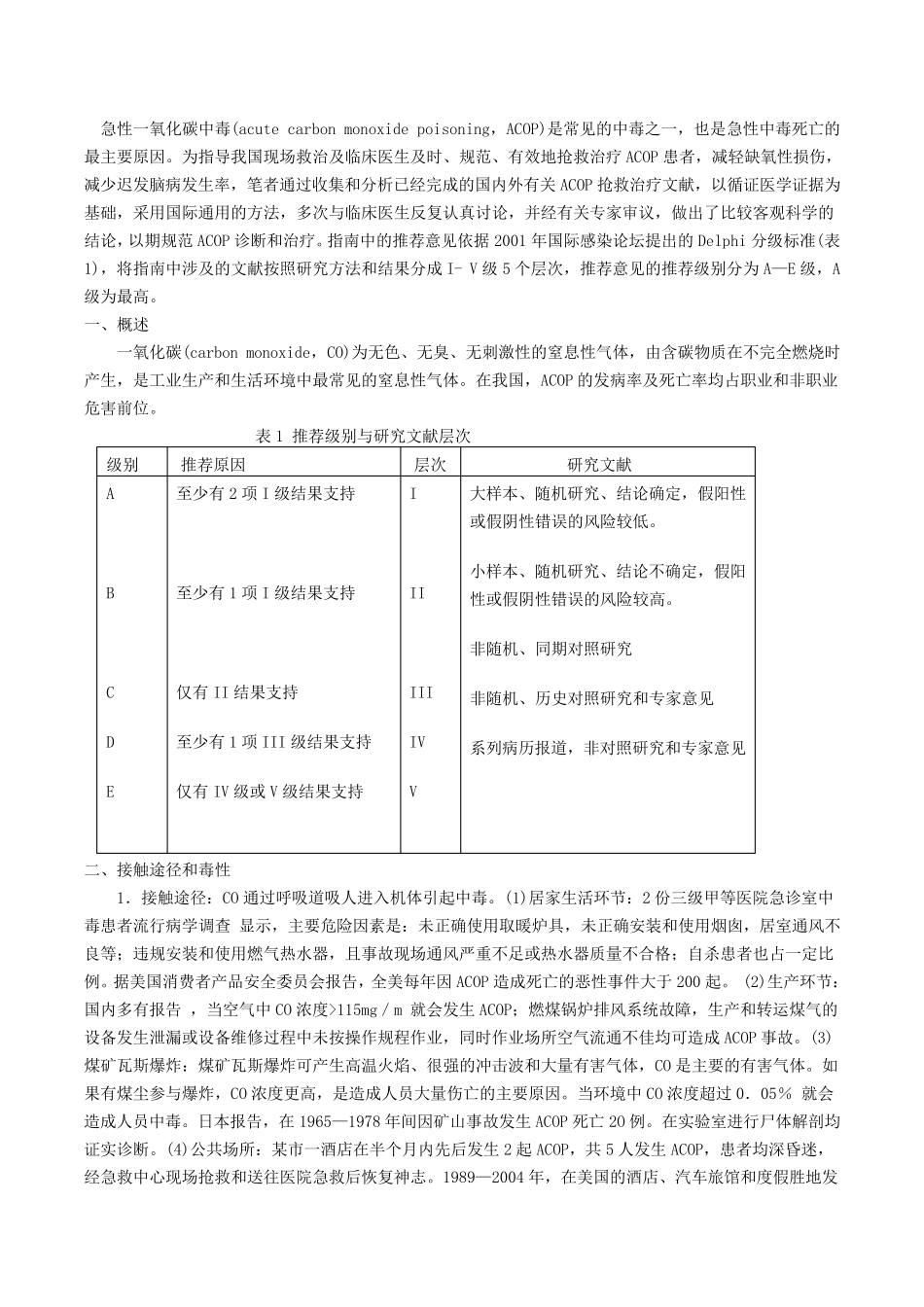 一氧化碳中毒临床治疗指南_第1页