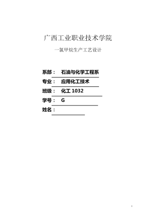 一氯甲烷生产工艺设计