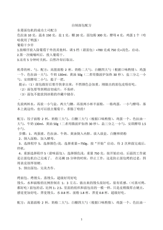 一百种面包机自制面包配方