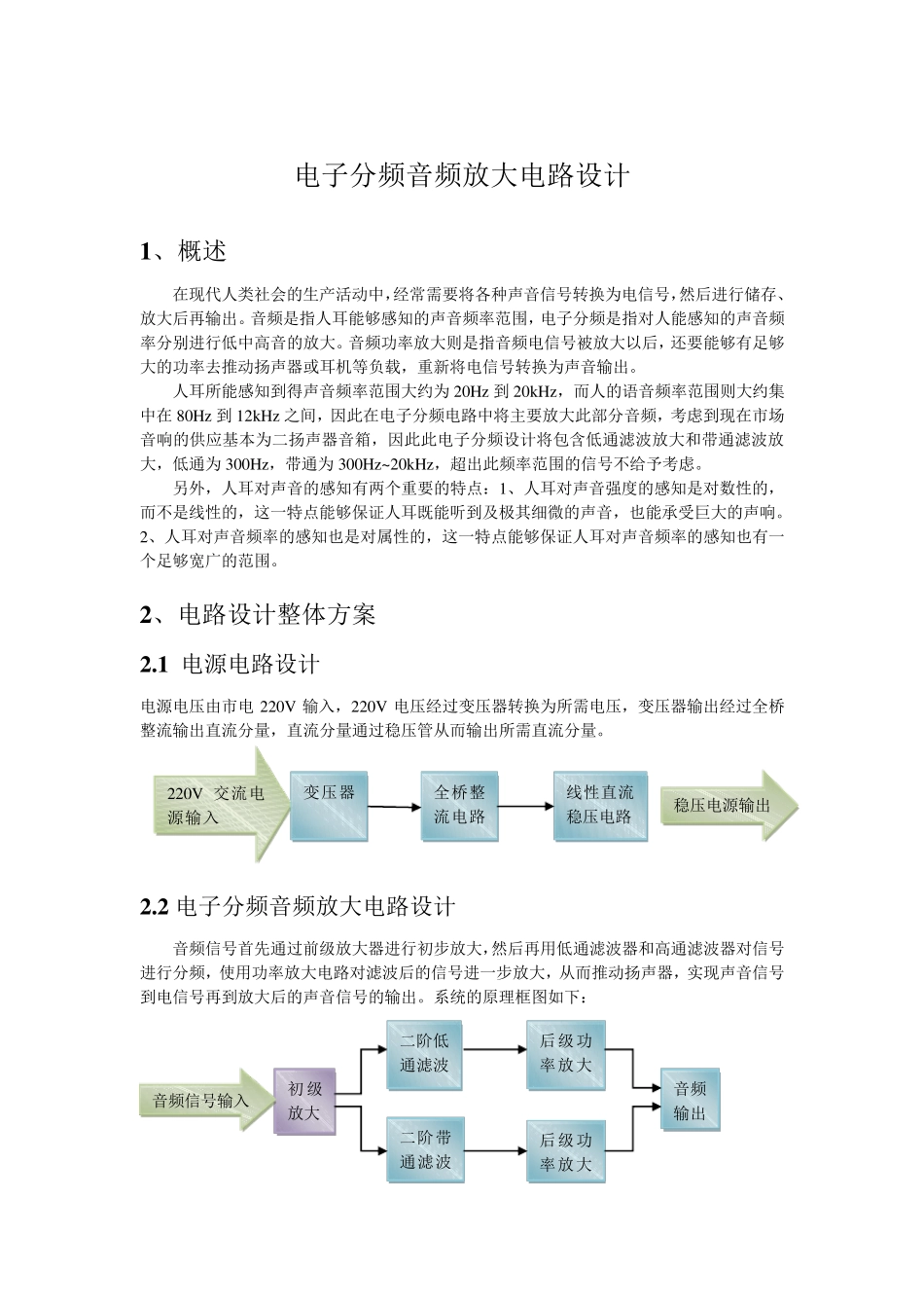 一种简单而实用电子分频音频放大电路设计_第1页