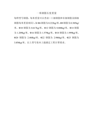 一米钢筋长度重量