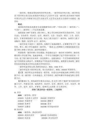 一级学科与二级学科的区别