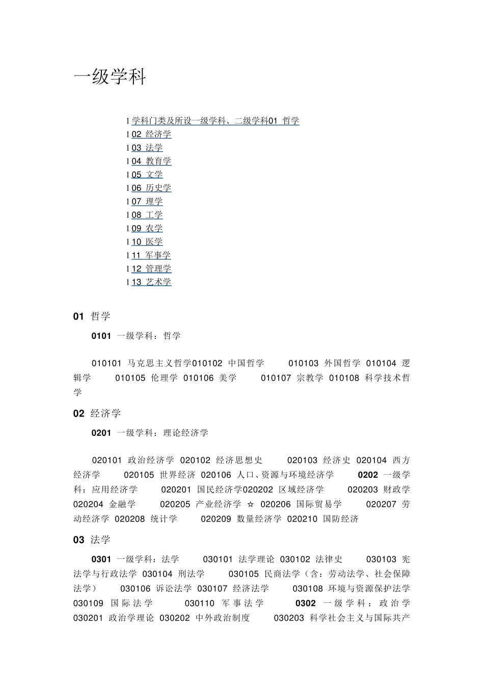 一级学科及分类_第1页