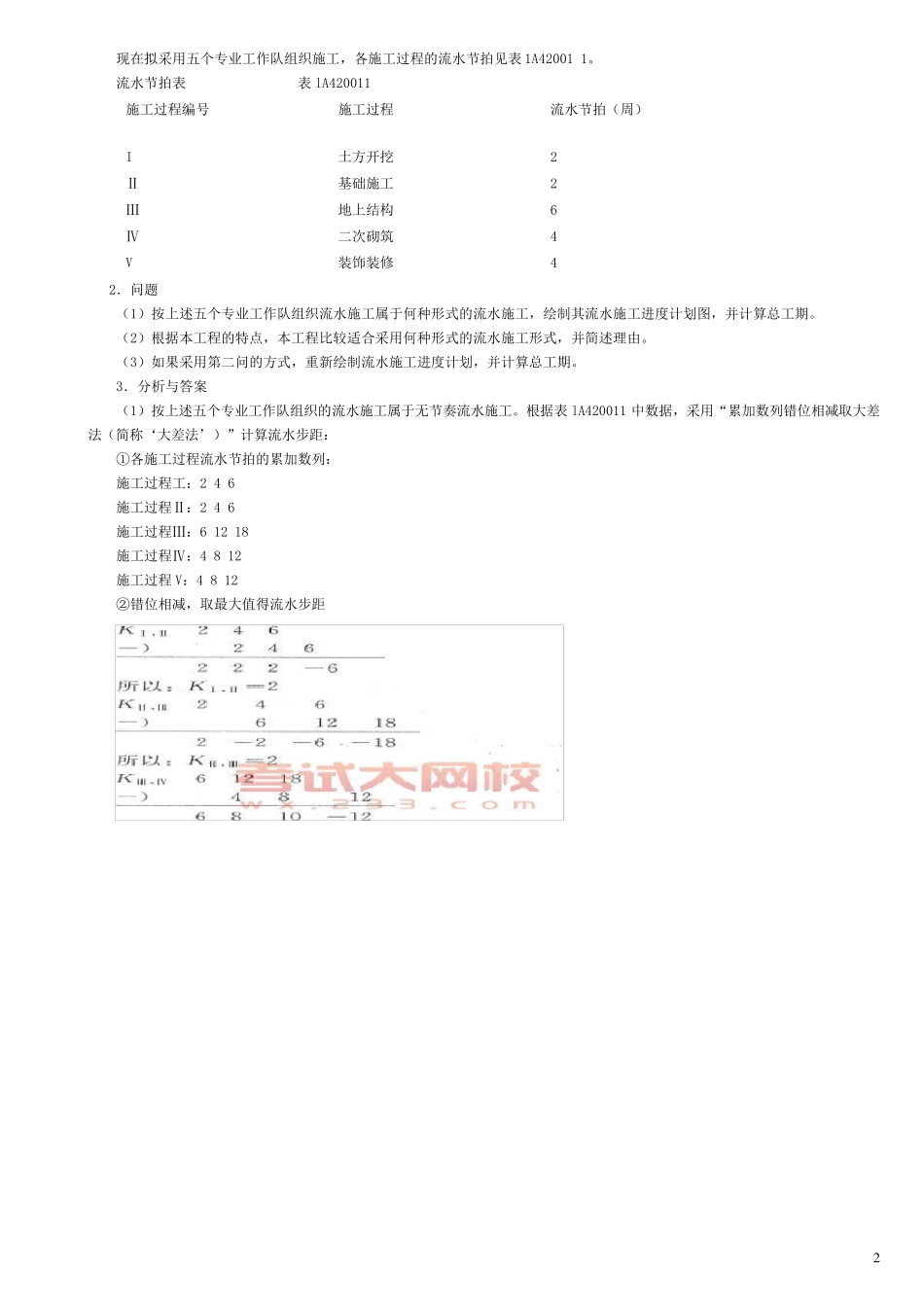 一级建造师建筑工程专业实务案例整理_第2页