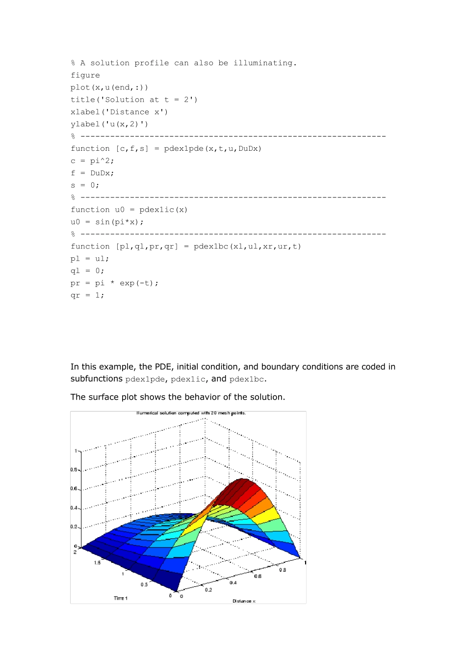 一维偏微分方程的pdepe(matlab)函数解法_第2页