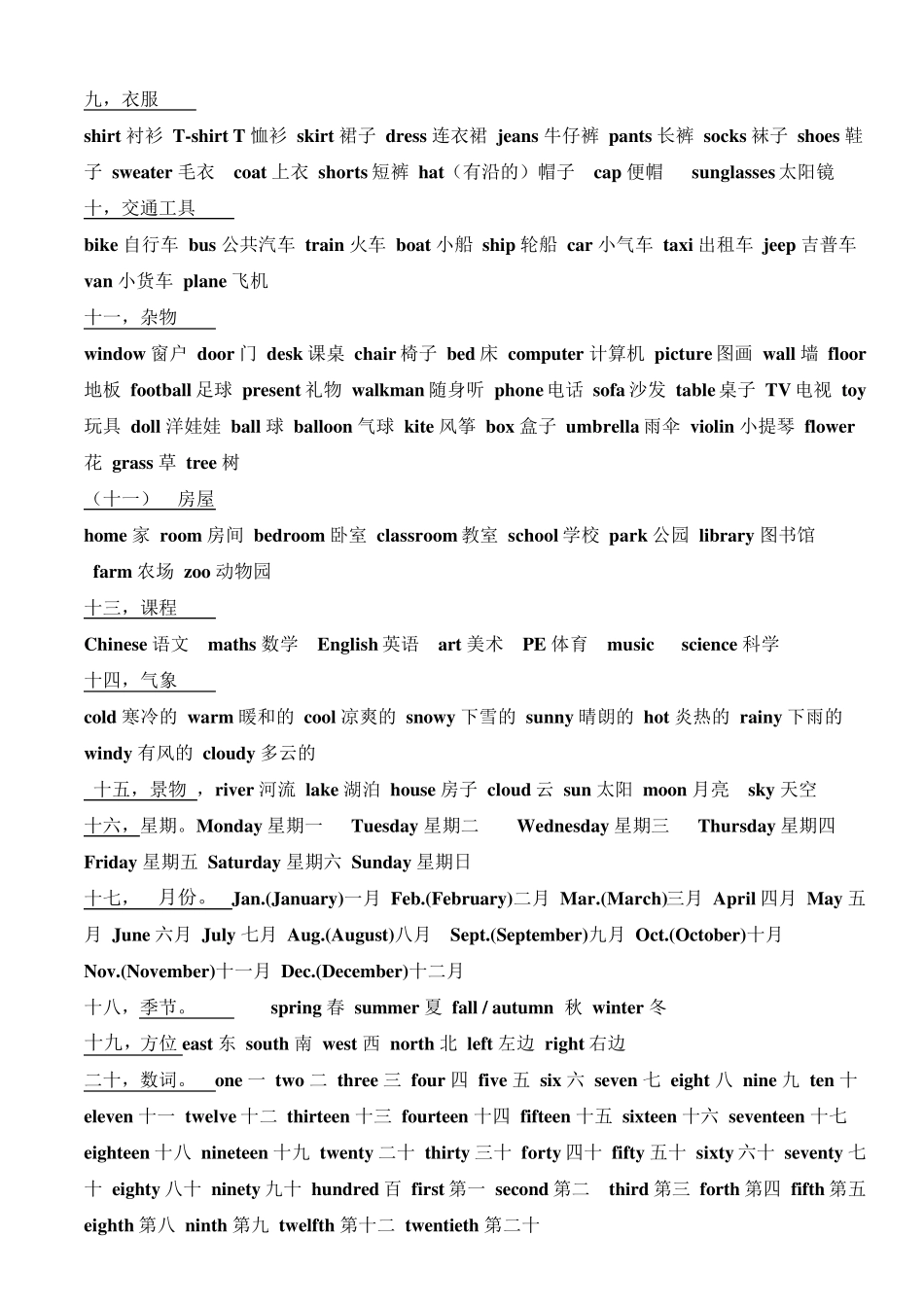 一至六年级小学生英语单词_第2页