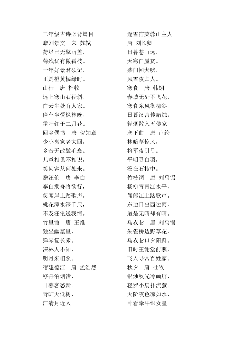 一至六年级必背古诗_第2页