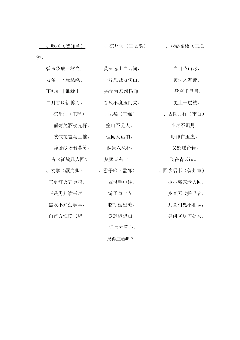 一至六年级必背古诗篇目_第2页