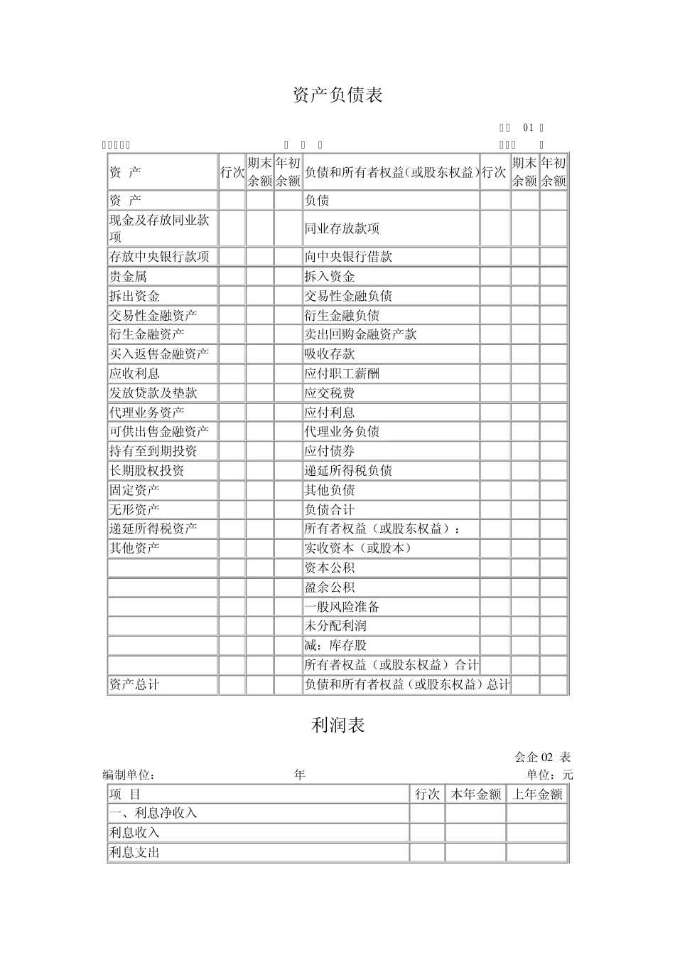 一般企业资产负债表、利润表和所有者权益变动表格式及列示说明_第1页