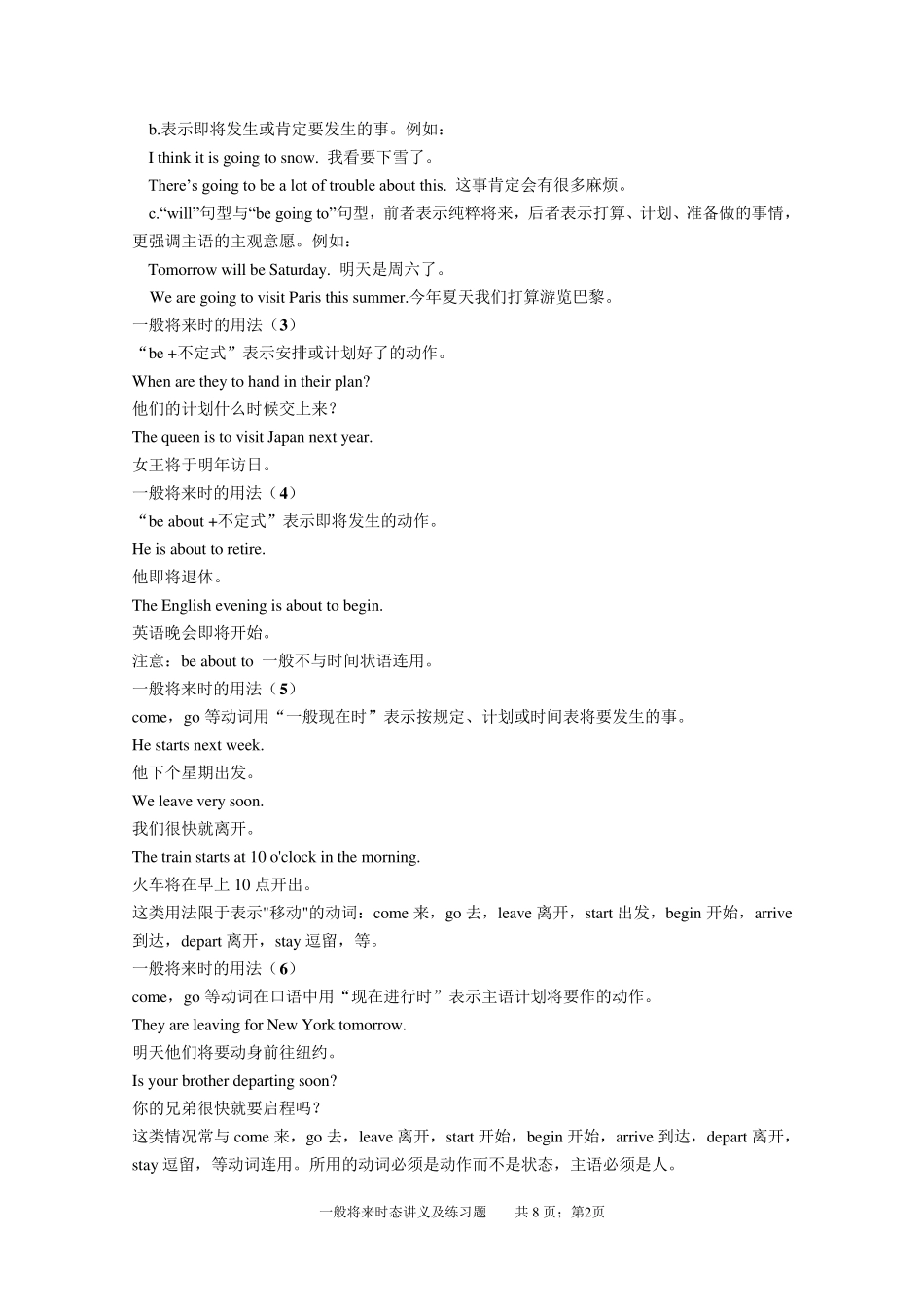 一般将来时态讲义及练习题_第2页