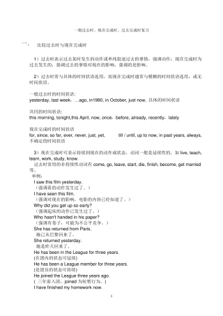 一般过去时、现在完成时、过去完成时复习