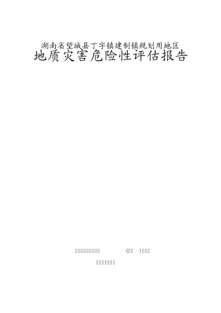丁字镇地质灾害危险性评估报告