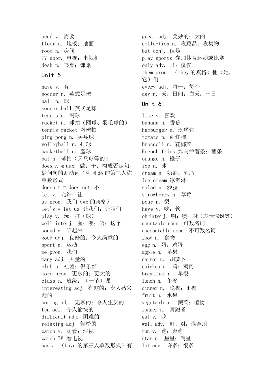七上英语单词表_第3页