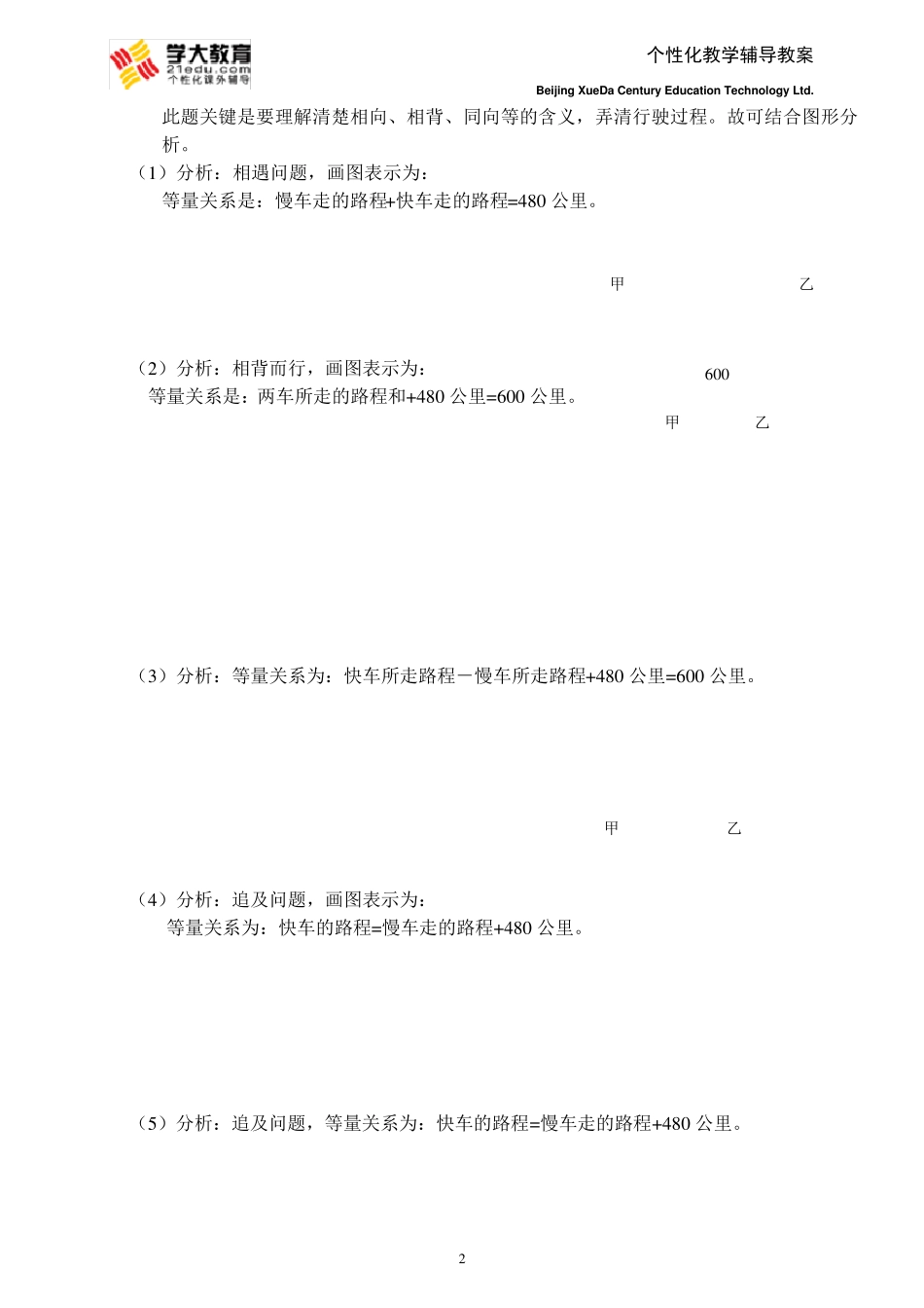 七年一元一次方程应用题(行程问题)经典_第2页