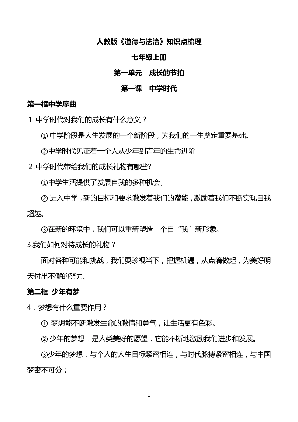 七年级上《道德与法治》知识点梳理2017_第1页