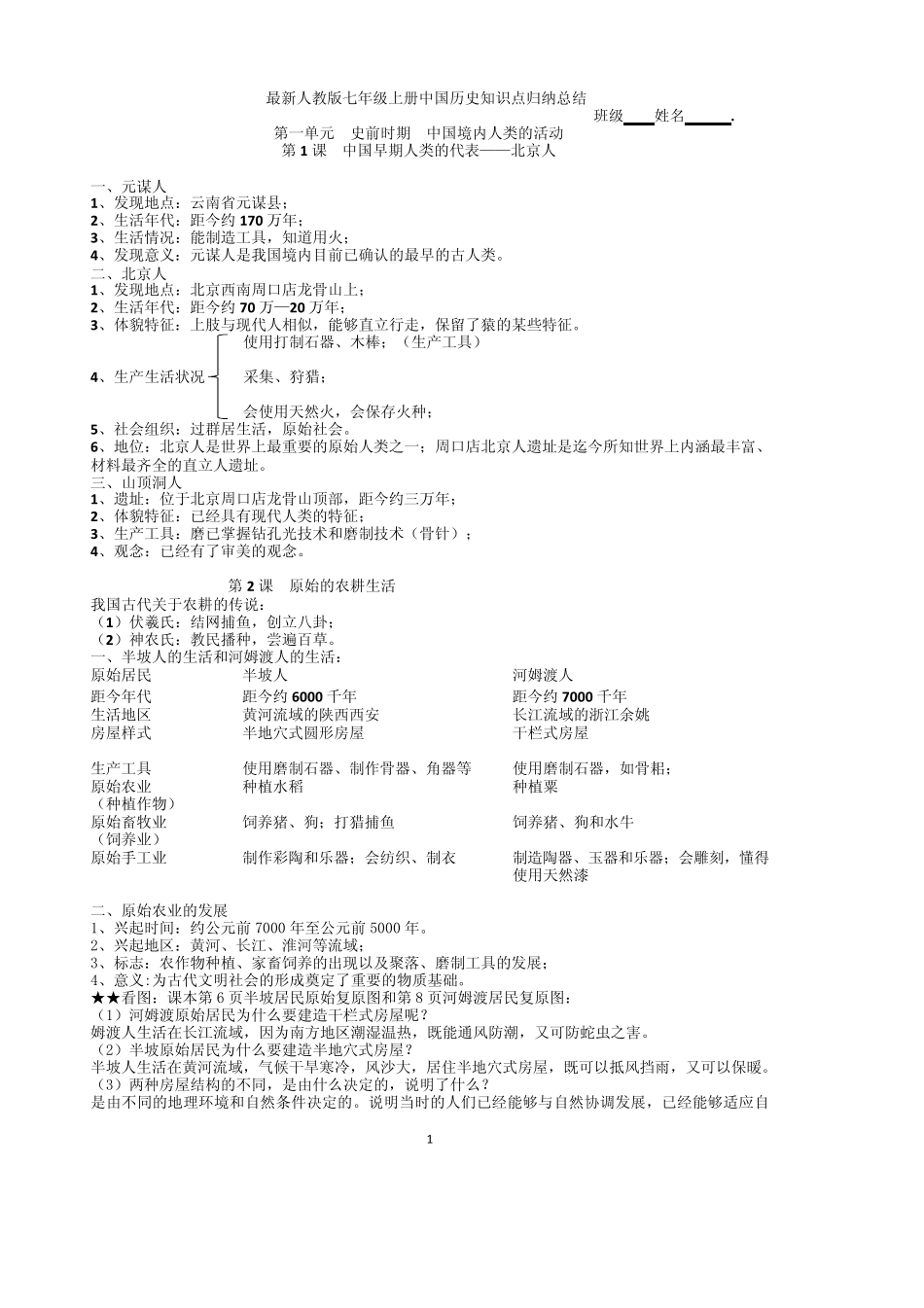 七年级上册中国历史知识点总结归纳_第1页