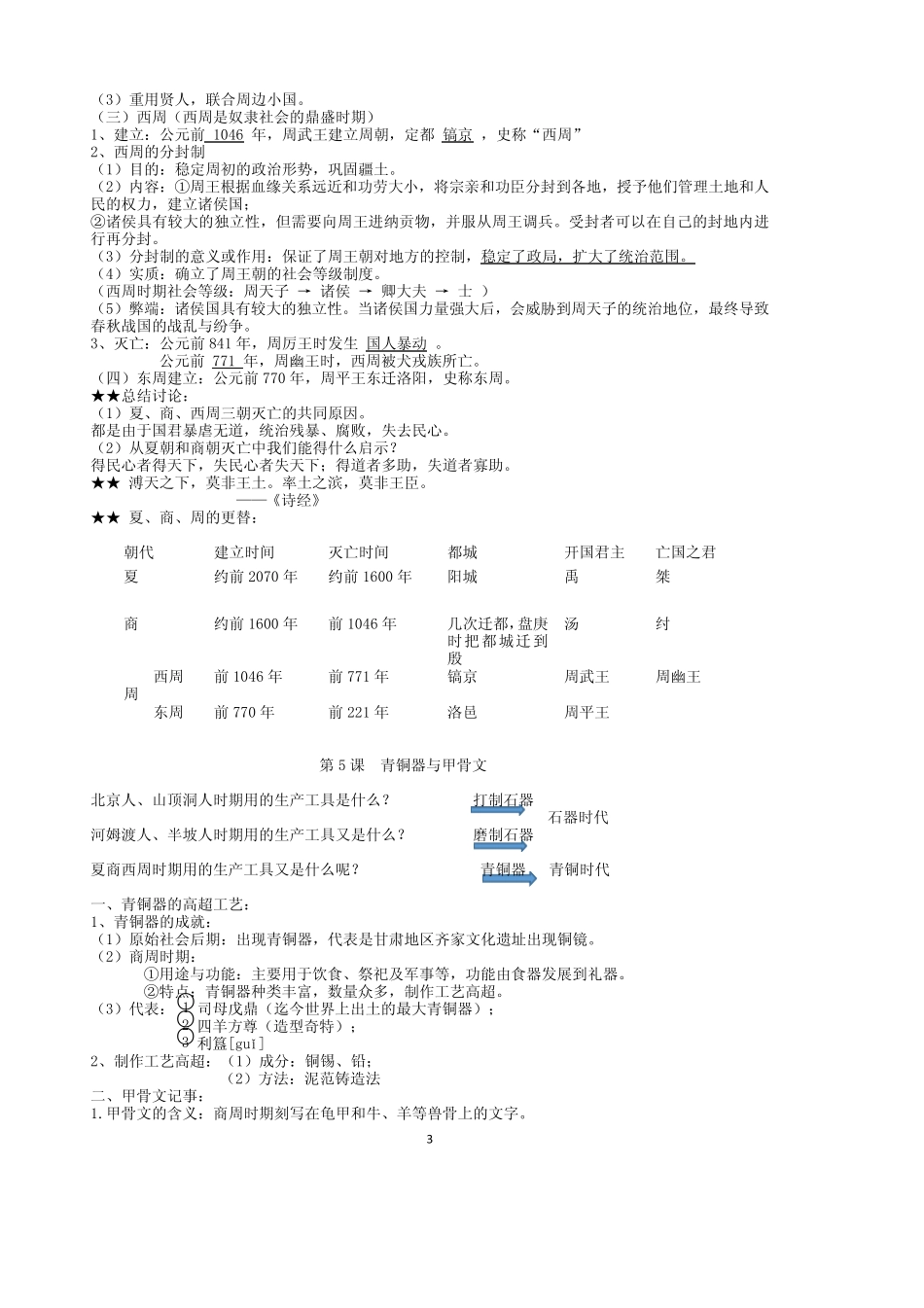 七年级上册中国历史知识点总结归纳_第3页