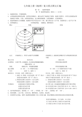 七年级上册地理复习重点图文汇编