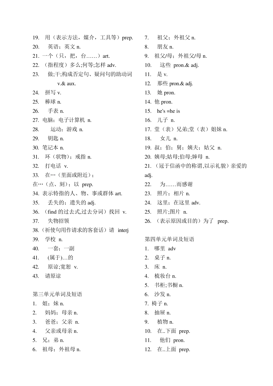 七年级上册英语单词表人教版(汉语)_第2页