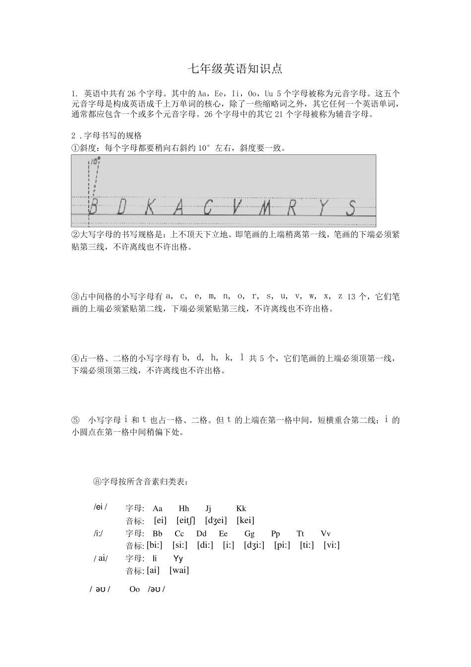 七年级上册英语预备篇知识点_第1页